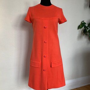 Vintage small mod 60s coral day dress